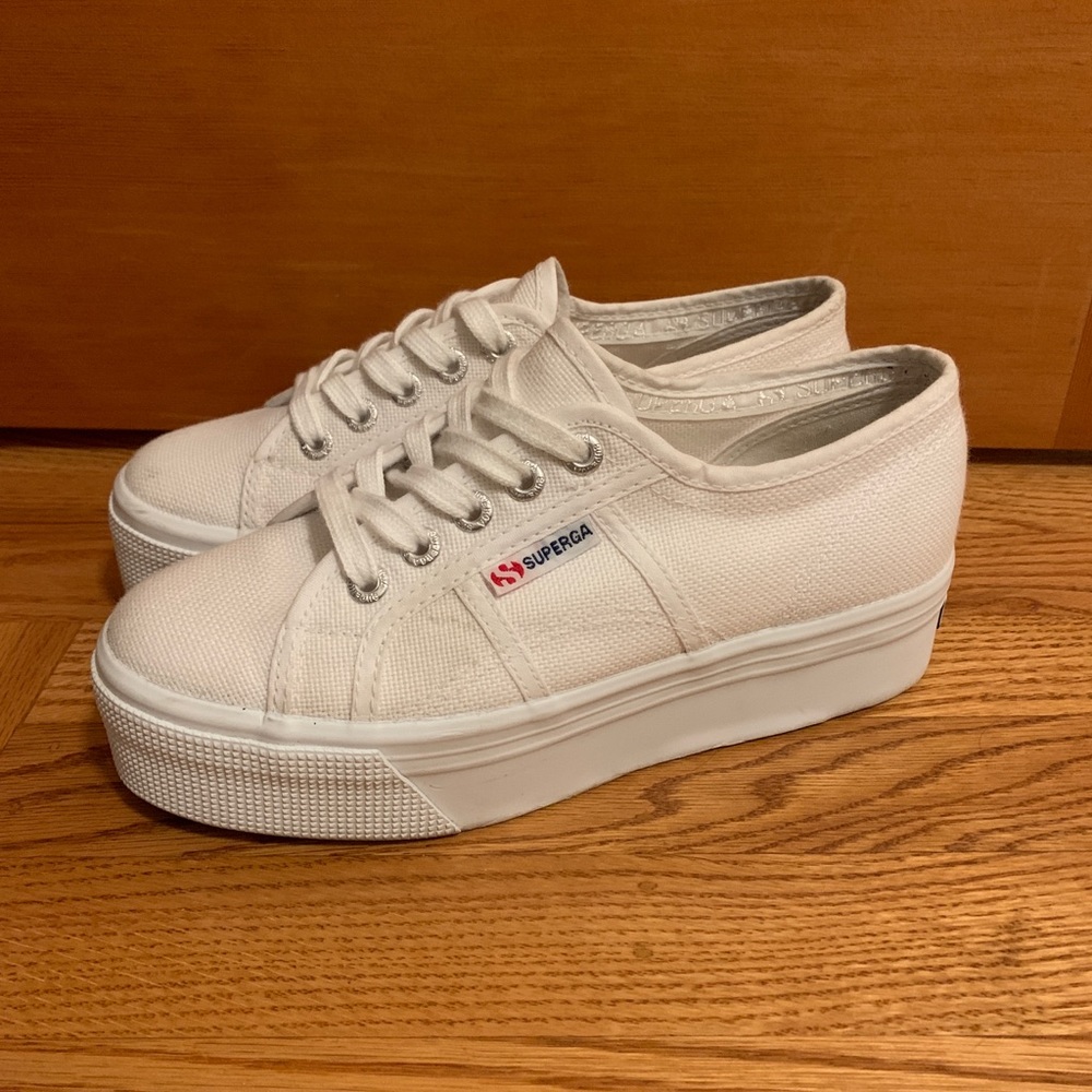 Superga White Platform Sneakers 6